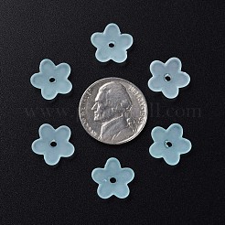 透明なアクリルビーズ  艶消し  花  シアン  12.5x13x2.5mm  穴：1.8mm  約2439個/500g&nbsp;MACR-S373-118-D07
