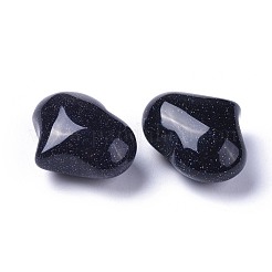 合成ブルーゴールドストーン青金砂石ビーズ  穴なし/ドリルなし  ハート  20x25x11~13mm&nbsp;G-F659-A39
