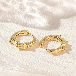 真鍮製フープピアス  犬  カドミウムフリー＆鉛フリー  ラックめっき  長持ちメッキ  18KGP本金メッキ  15x16x2.5mm&nbsp;KK-CBA30C7-31G