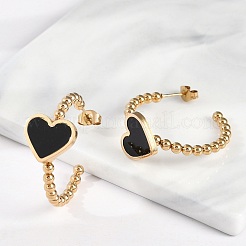 Vacuum Plating PVD Vacuum Plating 304 Stainless Steel Heart Stud Earrings&nbsp;EJEW-R002-05G