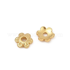 真鍮製スペーサービーズ  花  18KGP本金メッキ  6x5.5x1.5mm  穴：1.4mm&nbsp;KK-D375-11G-01