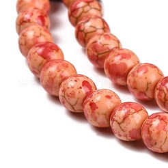 合成ターコイズビーズ連売り  ラウンド  染め  スプレー塗装  サンゴ  7.5~8mm  穴：1mm  約50個/連  13.78''（35センチメートル）&nbsp;TURQ-F019-03H