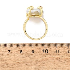 真鍮と天然バロック真珠の指輪  ニッケルフリー  キュービックジルコニア付き  14KGP本金メッキ  16.5x13.5mm  usサイズ7 1/4(17.5mm)&nbsp;RJEW-Q023-01G