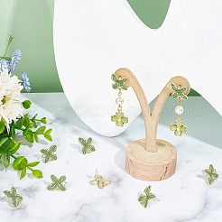 20Pcs Alloy Enamel Leaf Stud Earring Finding&nbsp;ENAM-UN0001-02