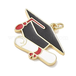 Brass with Black Enamel Pendants&nbsp;KK-CBAD872-19G