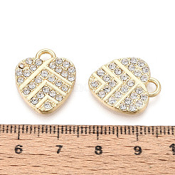 合金ラインストーンペンダント  ハート  鉛フリー＆カドミウムフリー  ライトゴールド  19x16x2mm  穴：2x3mm&nbsp;FIND-N008-13KCG