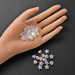 30 個 2 スタイルの環境に優しい透明なアクリル ビーズ  ハート/スター  染め  ABカラー  クリアAB  8x8x3mm  穴：1.5mm&nbsp;TACR-YW0001-71