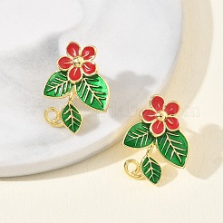 Brass Enamel Stud Earrings for Women&nbsp;EJEW-A167-25G-02