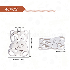 201ステンレススチールペンダント40個  レーザー切断  中空  パンダ  ステンレス鋼色  16x12x1mm  穴：1.5mm&nbsp;STAS-DC0007-16