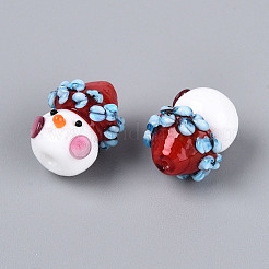 クリスマスの手作りランプワークビーズ  雪だるま  ファイヤーブリック  16.5~19x13~15x13.5~16mm  穴：1~1.6mm&nbsp;LAMP-T022-29A