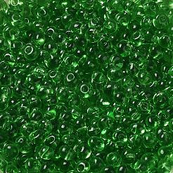 透明な色のガラスシードビーズ  フリンジティアドロップビーズ  グリーン  6/0  4~4.5x3~3.5x4~4.5mm  穴：1~1.2mm  約5625個/ポンド&nbsp;SEED-P006-02A-07