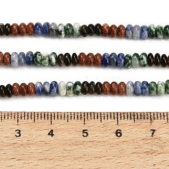 Gradient Color Natural Green Spot Jasper & Blue Spot Jasper & Golden Sheen Obsidian & Synthetic Goldstone Beads Strands&nbsp;GG-CBA1E0E-01A