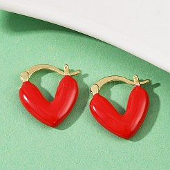 Brass Enamel Hoop Earrings&nbsp;EJEW-R032-05G