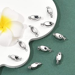 シェグレース真鍮製ボックスクラスプ  オーバル  丸カン付き  カドミウムフリー＆ニッケルフリー＆鉛フリー  長持ちメッキ  1連  1穴  プラチナメッキ  2mm  穴：17x7x6mm&nbsp;XGR0092P-166P