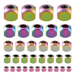 50個5スタイルイオンプレーティング(IP)304ステンレススチールスペーサービーズ  虹色  キューブ  2~6x2~6x2~6mm  穴：1.4~3mm  10個/スタイル&nbsp;STAS-LS0001-58MC