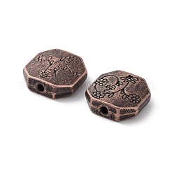 チベット風合金ビーズ  カドミウムフリー＆鉛フリー  花と六角形  赤銅鉱  11x11x3.5mm  穴：1.4mm  約492個/1000g&nbsp;FIND-Q094-32R