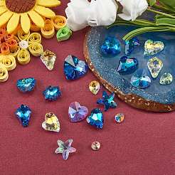 28Pcs 14 Style Faceted Glass Rhinestone Charms&nbsp;RGLA-SZ0001-02
