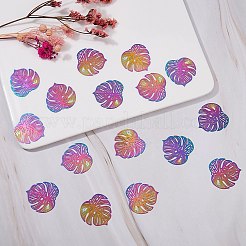 201 ステンレススチール製フィリグリーペンダント  エッチングされた金属装飾  モンステラ葉  虹色  26x26x0.3mm  穴：1.2mm  20個/箱&nbsp;STAS-SZ0001-74