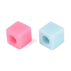 不透明なプラスチックビーズ  キューブ  ミックスカラー  7x7x7mm  穴：3.5mm  約1851個/500g&nbsp;KY-Q010-07
