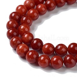 天然石マレーシアジェイドビーズ連売り  ラウンド  染め  レッドオレンジ  8mm  穴：1mm  約48個/連  15インチ&nbsp;G-A146-8mm-B09