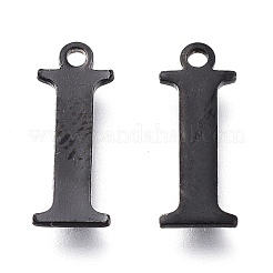 304ステンレススチールチャーム  レーザー切断  アルファベット  電気泳動黒  文字.i  12.5x5x0.8mm  穴：1mm&nbsp;STAS-H112-I-EB