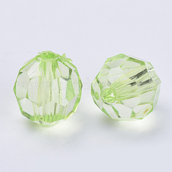 透明なアクリルビーズ  多面カット  ラウンド  芝生の緑  10x9.5mm  穴：1.8mm  約990個/500g&nbsp;TACR-Q257-10mm-V32