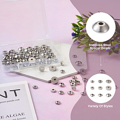 180Pcs 201 & 303 & 304 Stainless Steel Spacer Beads&nbsp;STAS-MP0001-07