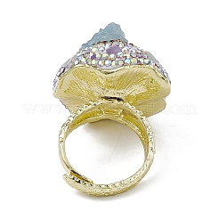 Irregular Natural Aquamarine Adjustable Rings with Rhinestone&nbsp;RJEW-D077-03G