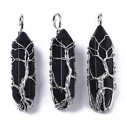 Natural & Synthetic Mixed Gemstone Big Wire Wrapped Pointed Pendants&nbsp;G-T133-P02