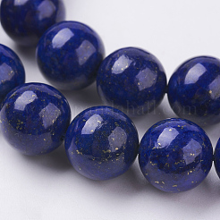 天然石ラピスラズリビーズ連売り  染め  ラウンド  ブルー  12mm  穴：1mm  約16個/連  7.6インチ&nbsp;X-G-G087-12mm