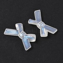 透明なアクリルビーズ  蝶結び  グリッターパウダー付き  ホワイトスモーク  21x34x6mm  穴：1.8mm  約413個/500g&nbsp;TACR-F009-02B