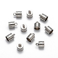 変色しにくい304ステンレススチールコードエンド  ステンレス鋼色  11x7mm  穴：3mm  内径：6mm&nbsp;X-STAS-E020-2