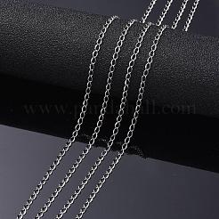変色しにくい304ステンレススチールカーブチェーン  ハンダ付け  ステンレス鋼色  3x2x0.3mm&nbsp;CHS-L001-56-0.3mm