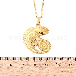 304ステンレススチールペンダントネックレス  イオンプレーティング（ip）  トカゲ  18KGP本金メッキ  17.91インチ（45.5cm）&nbsp;NJEW-H059-07G