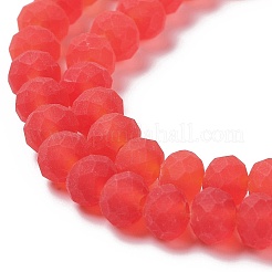 透明ガラスビーズ連売り  多面カット  艶消し  ロンデル  クリムゾン  2.3~2.7x2mm  穴：0.4mm  約135~140個/連  26~27cm&nbsp;EGLA-A044-T1mm-MD01