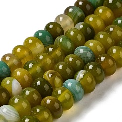 天然石瑪瑙ビーズ連売り  染め＆加熱  ロンデル  オリーブ  8~8.5x4.5~5.5mm  穴：1.4mm  約41個/連  7.40~7.48''（18.8~19センチメートル）&nbsp;G-H295-C03-13