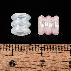 プラスチックビーズ  模造ゼリー  溝付き柱  ABカラーメッキ  ミックスカラー  7x6.5mm  穴：4.5mm  約4166個/500g&nbsp;KY-N026-27