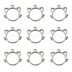 304ステンレススチールチャーム  中空  猫  ステンレス鋼色  10x11x1mm  穴：1mm&nbsp;STAS-CJC0008-19P
