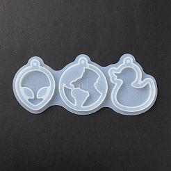 DIY Duck & Earth & Face Pendant Silhouette Silicone Molds&nbsp;DIY-E036-11