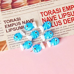 手作りランプワークビーズ  ナザールボンジュウ模様の魚  ミックスカラー  13x20mm&nbsp;PW-WG75748-M