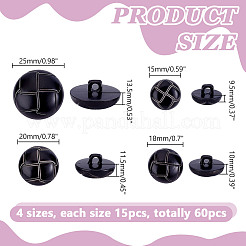 60Pcs 4 Style Plastic Shank Buttons&nbsp;BUTT-HY0001-19C