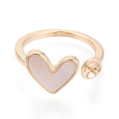 Heart Brass Shell Cuff Ring Settings&nbsp;LS-KK-T076-74G