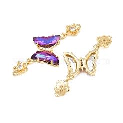 Brass Micro Pave Cubic Zirconia Connector Charms&nbsp;CU-CBACDF6-01G-14