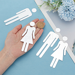 アクリルトイレサインステッカー  公衆トイレの看板  壁のドアの付属品の印のため  ホワイトスモーク  17~100x17~42.5x0.8mm&nbsp;DIY-WH0569-66A-01