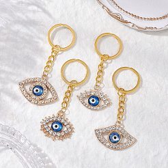 4Pcs Iron Alloy Rhinestone Keychain&nbsp;KEYC-JKC01174