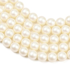 曇りガラスパールビーズ連売り  ラウンド  ベージュ  8mm  穴：0.7mm  約51~52個/連  15.94~16.02''（40.5~40.7センチメートル）&nbsp;GLAA-A044-08A-02