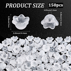 透明スプレー塗装ガラスビーズキャップ150個  花  ホワイト  7x11.5x11.5mm  穴：1.2mm&nbsp;GLAA-SC0002-76