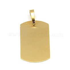 304 ステンレススチール長方形スタンプブランクタグペンダント  ゴールドカラー  44x27x1mm  穴：12x9mm&nbsp;STAS-L122-16G