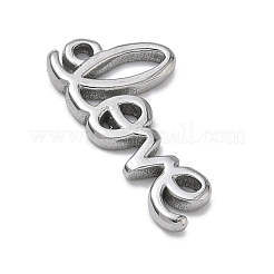 304ステンレスペンダント  言葉の愛のチャーム  ステンレス鋼色  20x10x1.5mm  穴：1.4mm&nbsp;SA-B007-04P-A