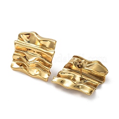 Ion Plating(IP) 304 Stainless Steel Textured Square Ear Studs for Women&nbsp;EJEW-P234-07G